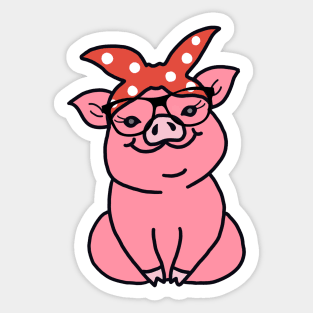 Pig with Glasses Sticker